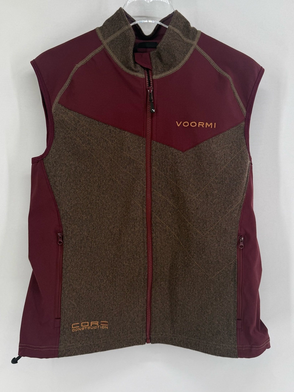 Voormi | Women’s m Maroon Bison Convex Vest Wool Full Zip Hiking Outdoor